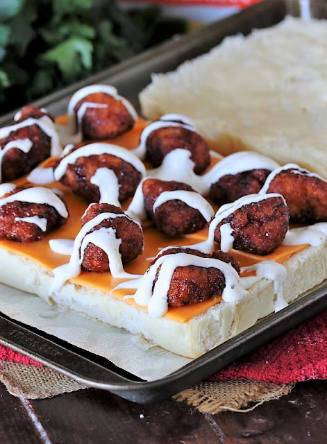 Honey BBQ Chicken Sliders Drizzled with Ranch Image