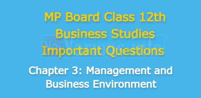 MP Board Class 12th Business Studies Important Questions Chapter 3 Management and Business Environment