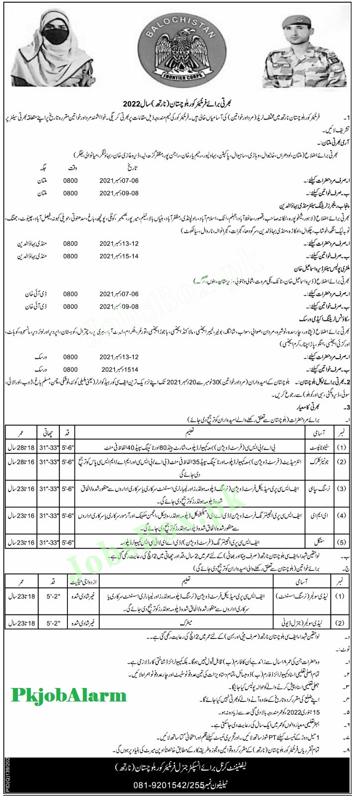 Frontier Corps FC Jobs 2021 North Balochistan for Male/Female || Pak Army Frontier Corps FC Jobs 2021
