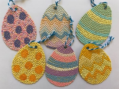 Hanging Easter egg ornaments with spare diamond painting drills