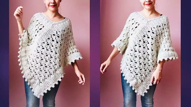 PASO A PASO GRATIS De Hermoso Poncho Tejido a Crochet