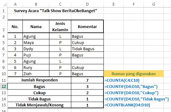 Rumus Excel count