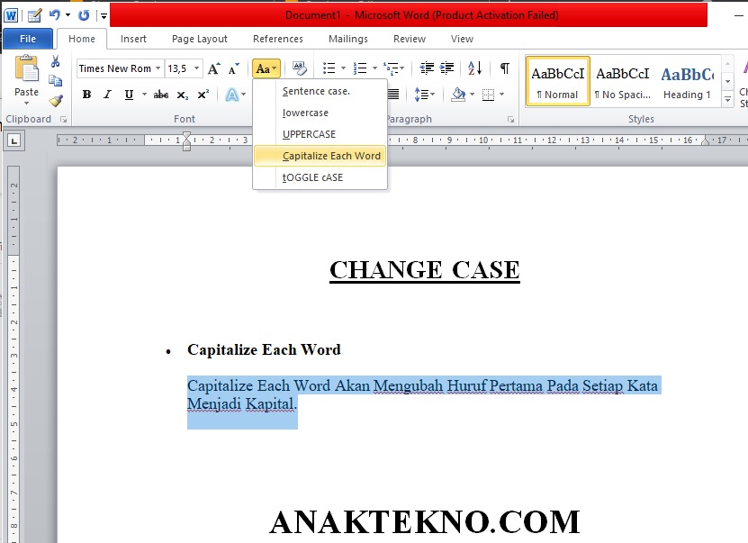 Cara Mengubah Huruf Menjadi Huruf Besar Di Setiap Awal Kata Microsoft Word