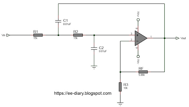 2nd order active LPF with LM358 circuit diagram