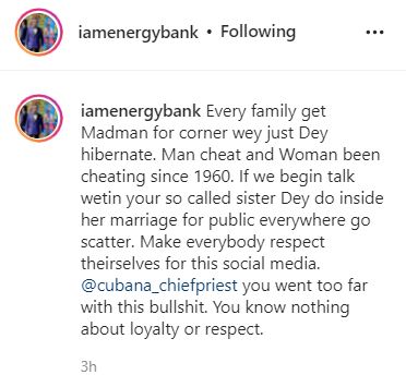 You know nothing about Honest, If we begin dey talk wetin your sister dey do inside her marriage everywhere go scatter- Kelvin Fires back at Cubana Chiefpriest