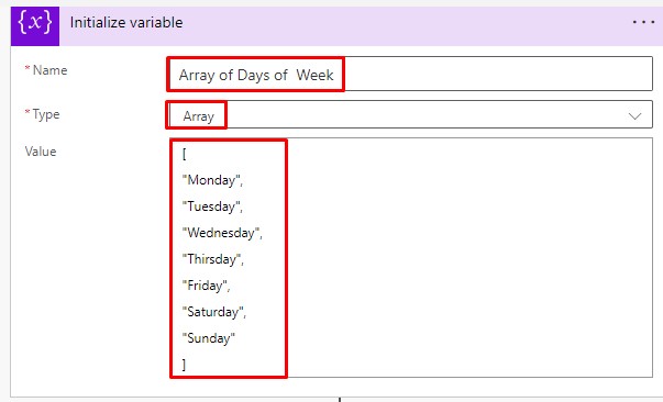 Power Automate Functions - Get TodayDAte, DayWeek, DayNumber and DayName from the data Value