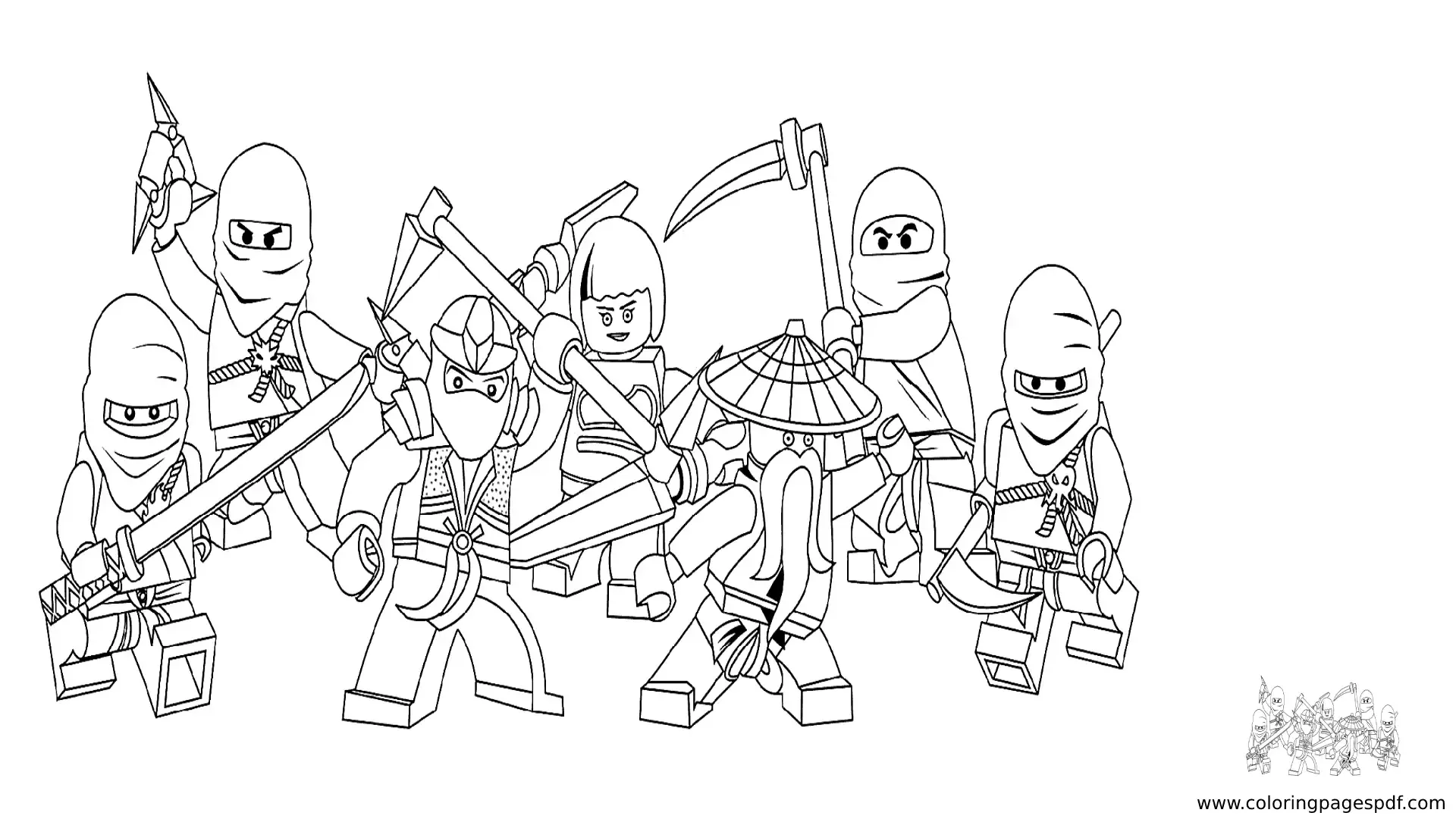 Coloring Pages Of Ninjago Squad With Their Master