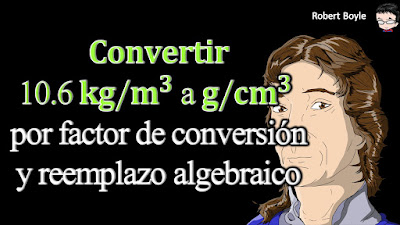 👉 Enunciado: Convertir 10.6 kg/m3 a g/cm3 por factor de conversión y reemplazo algebraico.