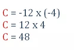 Les nombres relatifs en écriture décimale maths 4éme exercice 3 C = -12 x (-4)