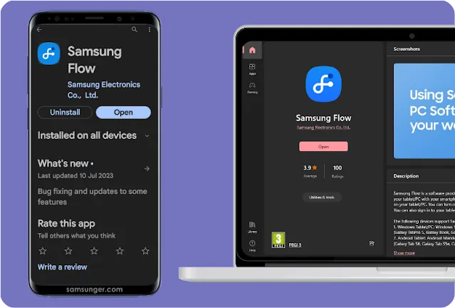 Samsung Flow App on Google Play Store and Microsoft Store Picture