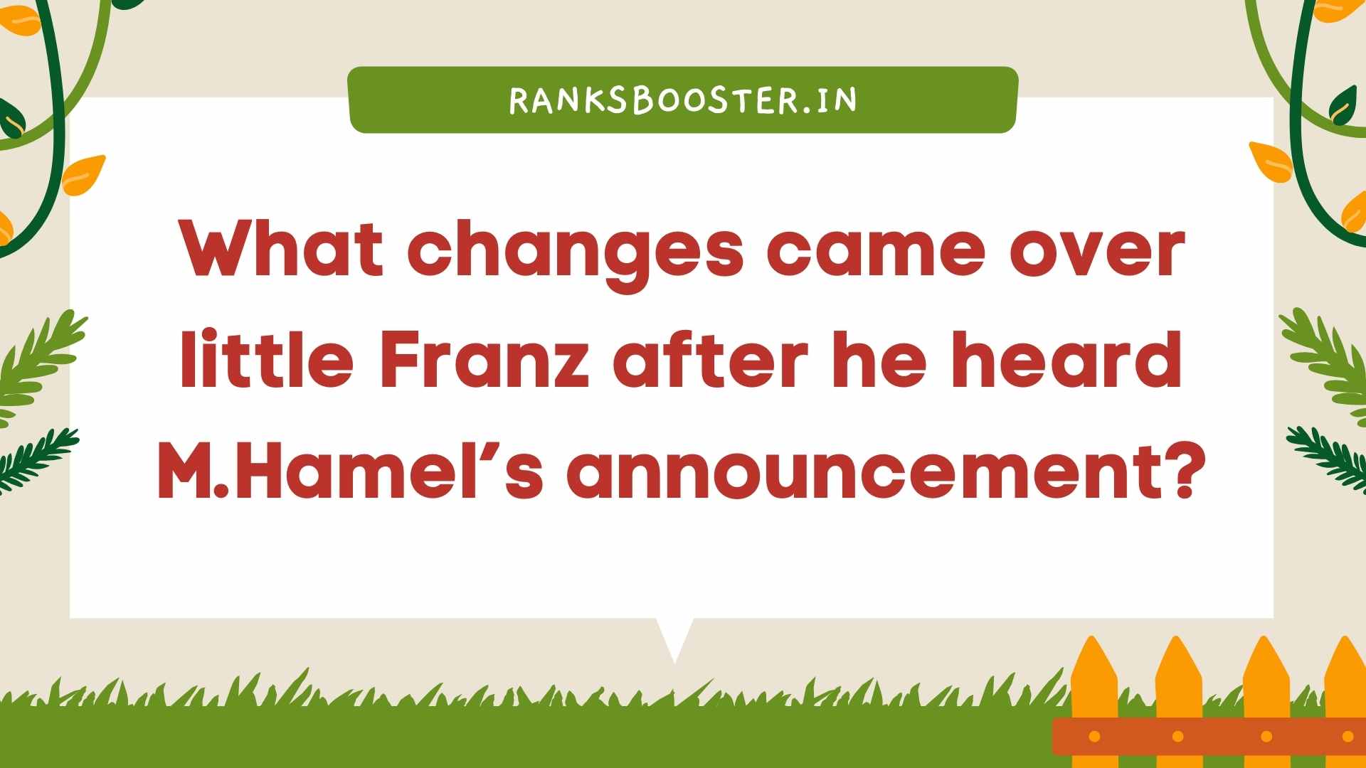 What changes came over little Franz after he heard M.Hamel’s announcement?