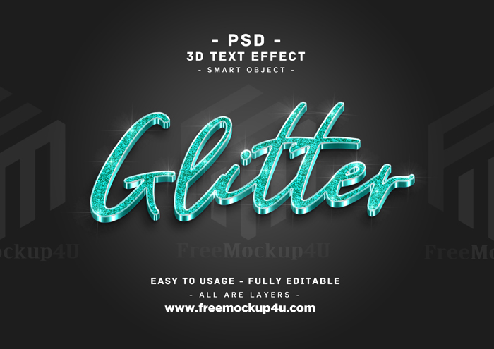 Glitter Text Effect 3D Tosca Style