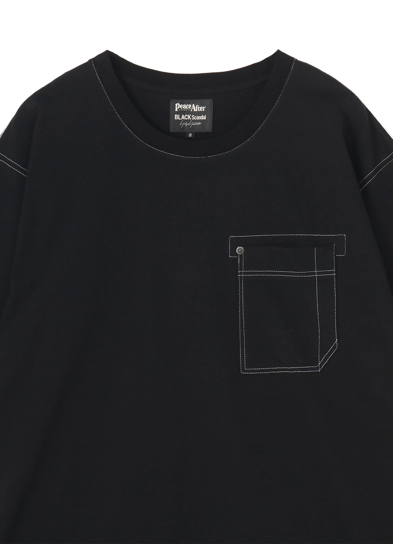 Yohji Yamamoto Black Scandal｜PEACE AND AFTER COLOR STITCH POCKET HALF SLEEVES TEE HG-T37-994-1-02 US＄324