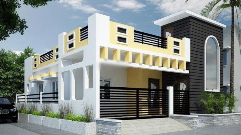 single floor low budget normal house front elevation designs