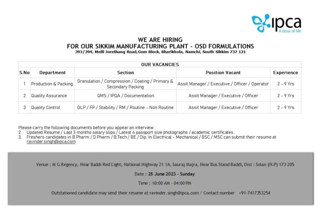 Ipca Laboratories Walk In Drive For Production & Packing/ Quality Assurance/ Quality Control