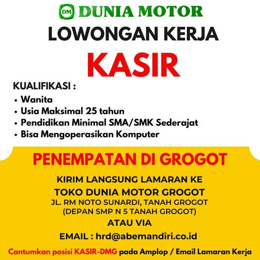 LOWONGAN KERJA DUNIA MOTOR