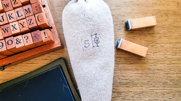 stamp words onto fabric carrot