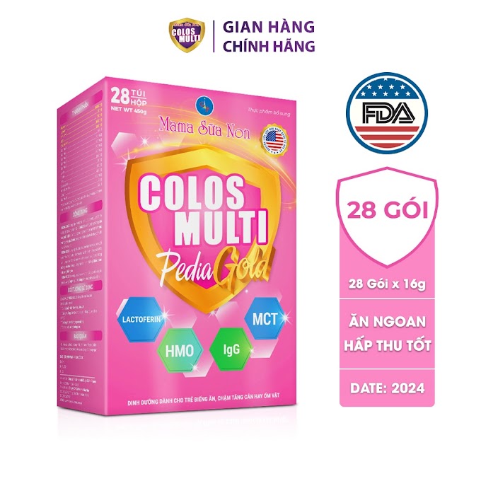 Mall Shop [ colosmulti.official ] [Mã MKBCOL2 giảm 10% đơn 600K] Sữa bột Colosmulti Pedia Gold hộp 28 gói x 16g chuyên biệt hỗ trợ giúp bé ăn ngoan