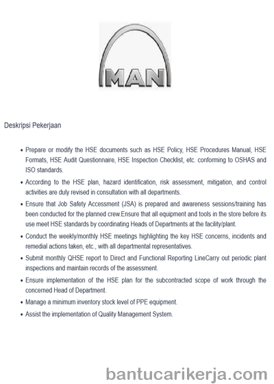 QHSE Assistant  PT MAN Energy Solutions Indonesia