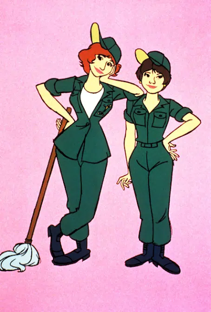 Laverne & Shirley's animated counterparts.