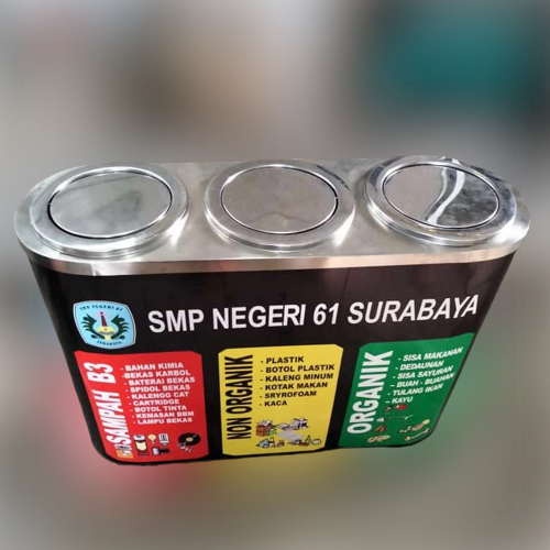 Tempat sampah kapsul stainless 3 in 1 include stiker