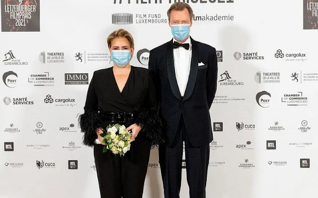 Grand Duchess Maria Teresa wore a synthetic belted slim-fit jumpsuit from P.A.R.O.S.H. at the Grand Theatre in Luxembourg