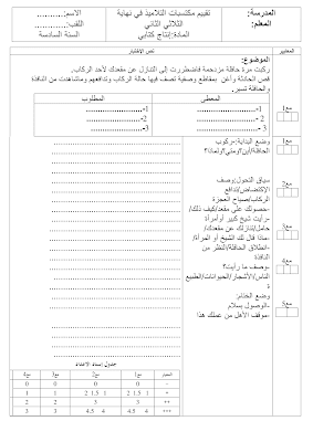 تحميل  تقييم انتاج كتابي سنة سادسة ابتدائي الثلاثي الثاني, امتحان انتاج كتابي سنة سادسة أساسي الثلاثي الثاني  pdf, تمارين انتاج كتابي سنة 6