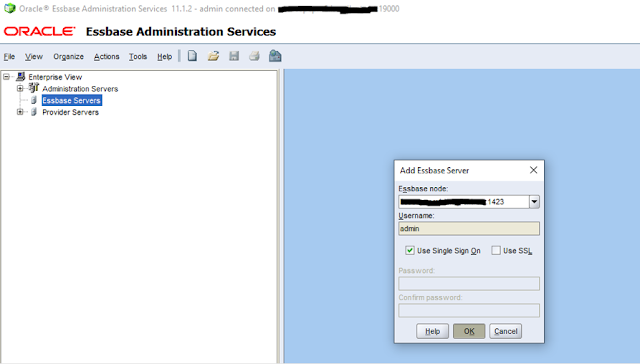 Unable to add/connect or expand Essbase server in EAS (Essbase Administration Services) console