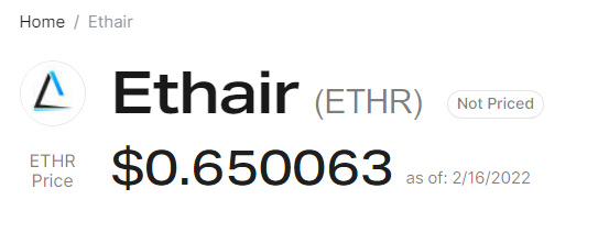ethair token price