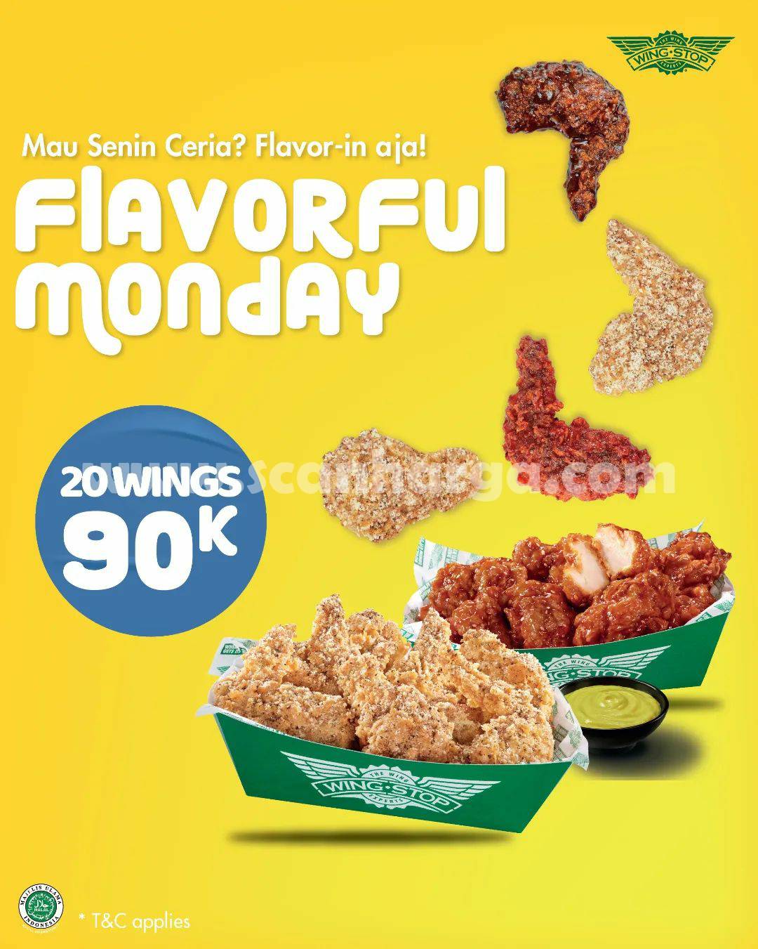 Promo WINGSTOP FLAVORFUL MONDAY – Harga Spesial 20 WINGS cuma 90RIBU