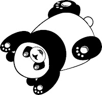 A panda lies on its back coloring page for kids