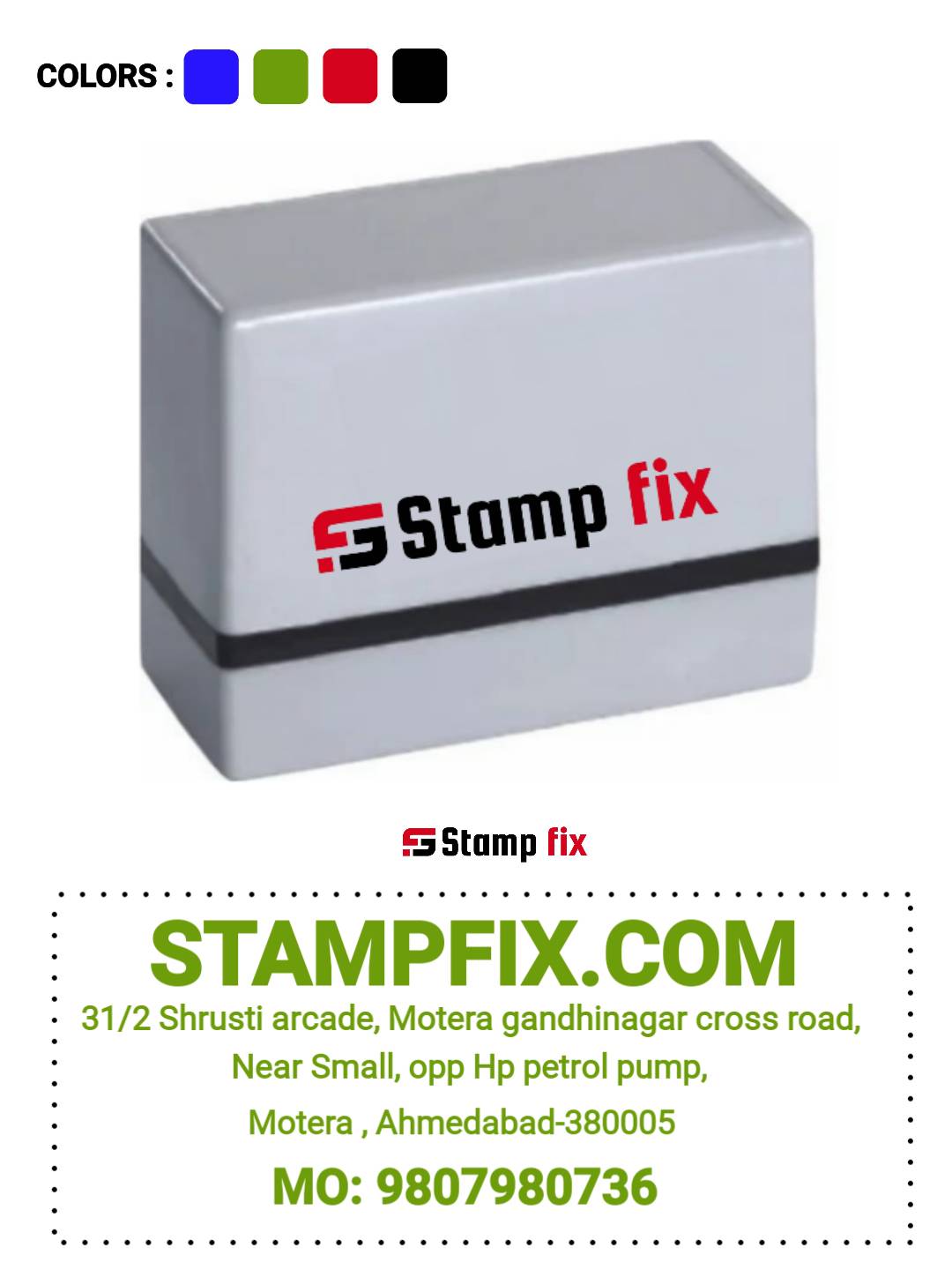 Pre Ink Address Stamp by StampFix, a self-inking stamp with high-quality impressions
in India, nylon stamp, rubber stamp, pre ink stamp, polymer stamp, urgent stamp