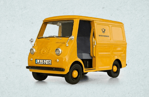 collection micro-voitures d'antan, altaya micro voitures d'antan, goggomobil tl deutsche post 1:43