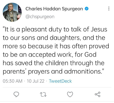 It is a pleasant duty to talk of Jesus to our sons and daughters, and the more so because it has often proved to be an accepted work, for God has saved the children through the parents’ prayers and admonitions.