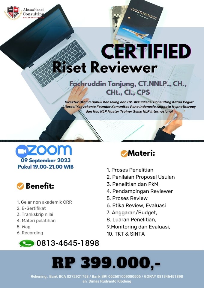 WA.0813-4645-1898 | Certified Riset Reviewer (CRR) 9 September 2023