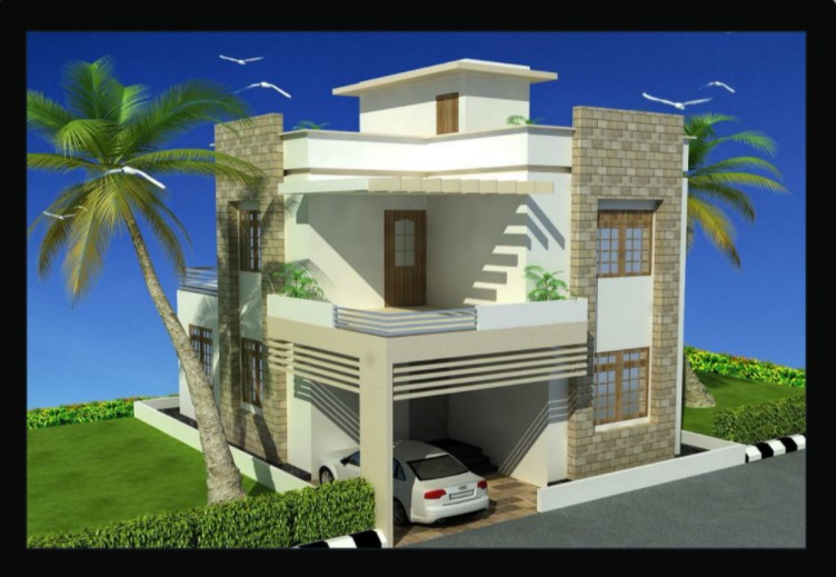 indian style single floor house front design