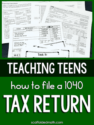 Filing income taxes can be intimidating! In this post is a set of task cards that teach students how to file a 1040 federal tax form. The activity teaches how to file a 1040 tax return and how to fill out a Schedule 1 through a fun tsk cards activity that walks students through how to fill out the forms.