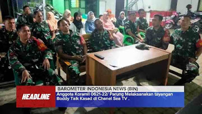 Anggota Koramil 0621-22/ Parung dan Keluarga Melaksanakan tayangan Boddy Talk Kasad di Chanel Sea TV .