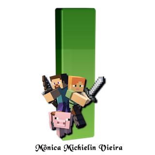 Abecedario Verde con Personajes de Minecraft.