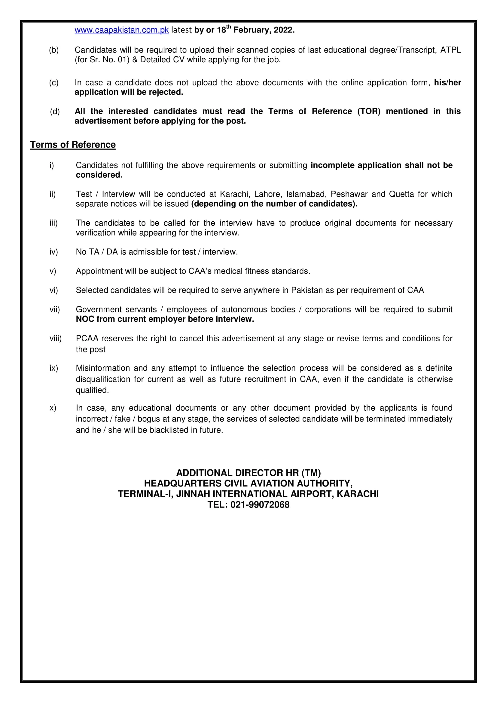 Civil Aviation Authority CAA Pakistan Jobs 2022-Apply via caapakistan.com