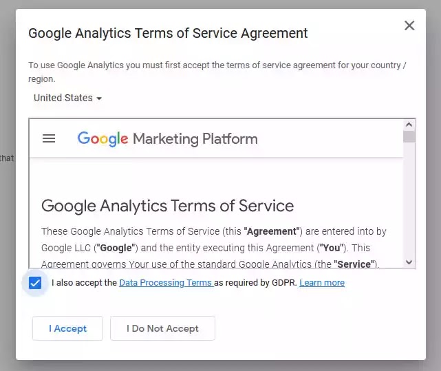 Google Analytics terms