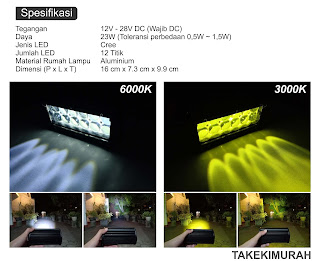 Spesifikasi Lampu LED Tembak Cree 12 Mata 6000K 3000K