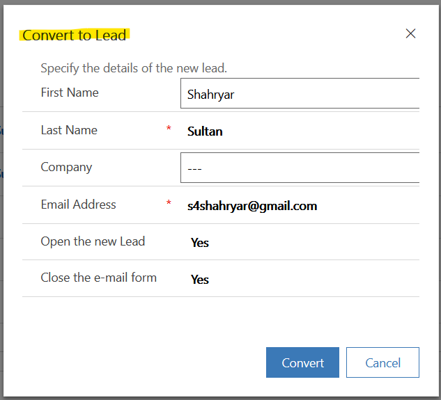Track an Outlook email in MS Dynamics 365