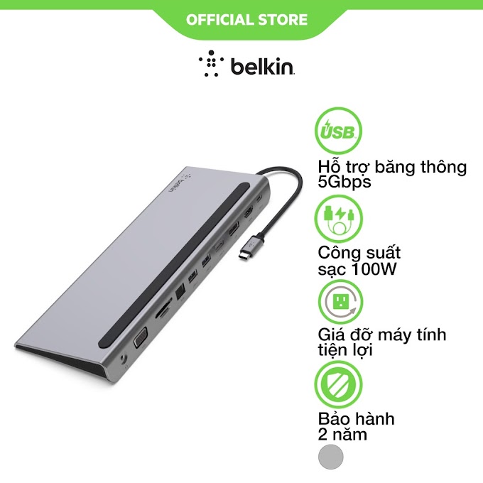 Mall Shop [ belkinvietnam ] Bộ chuyển đổi Dock USB type C 11-in-1 Multiport Belkin tối ưu không gian làm việc- INC004btSGY - HÀNG CHÍNH HÃNG CAO CẤP