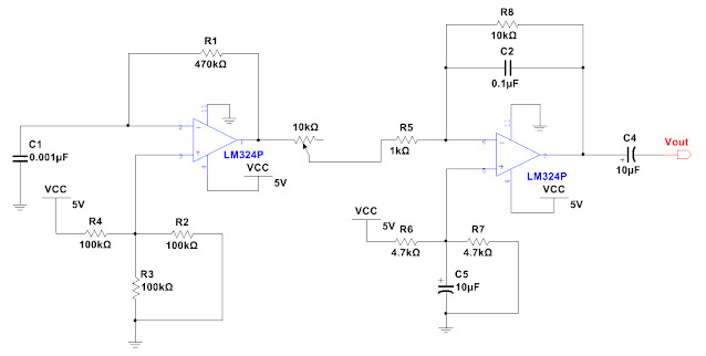 circuit schematic of square wave to triangle wave using LM324 op-amp