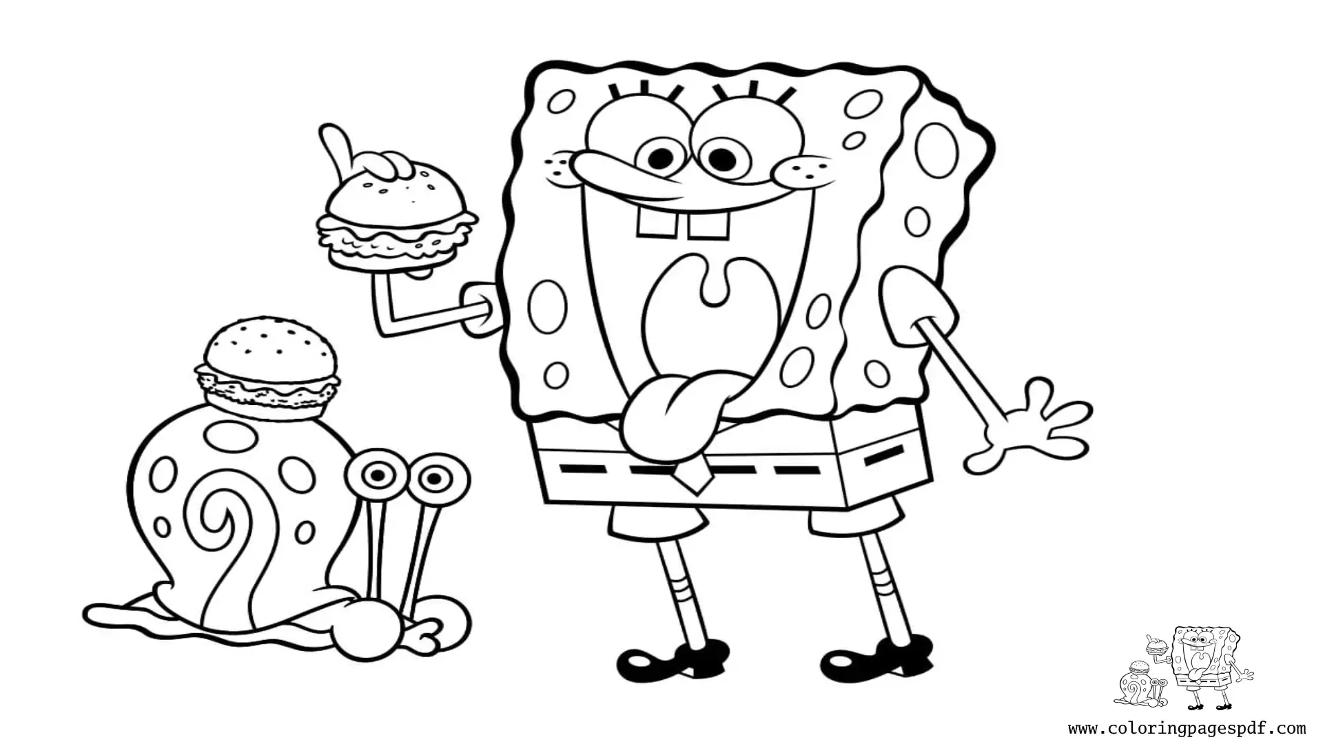 Coloring Pages Of SpongeBob And Gary Eating Krusty Krabs