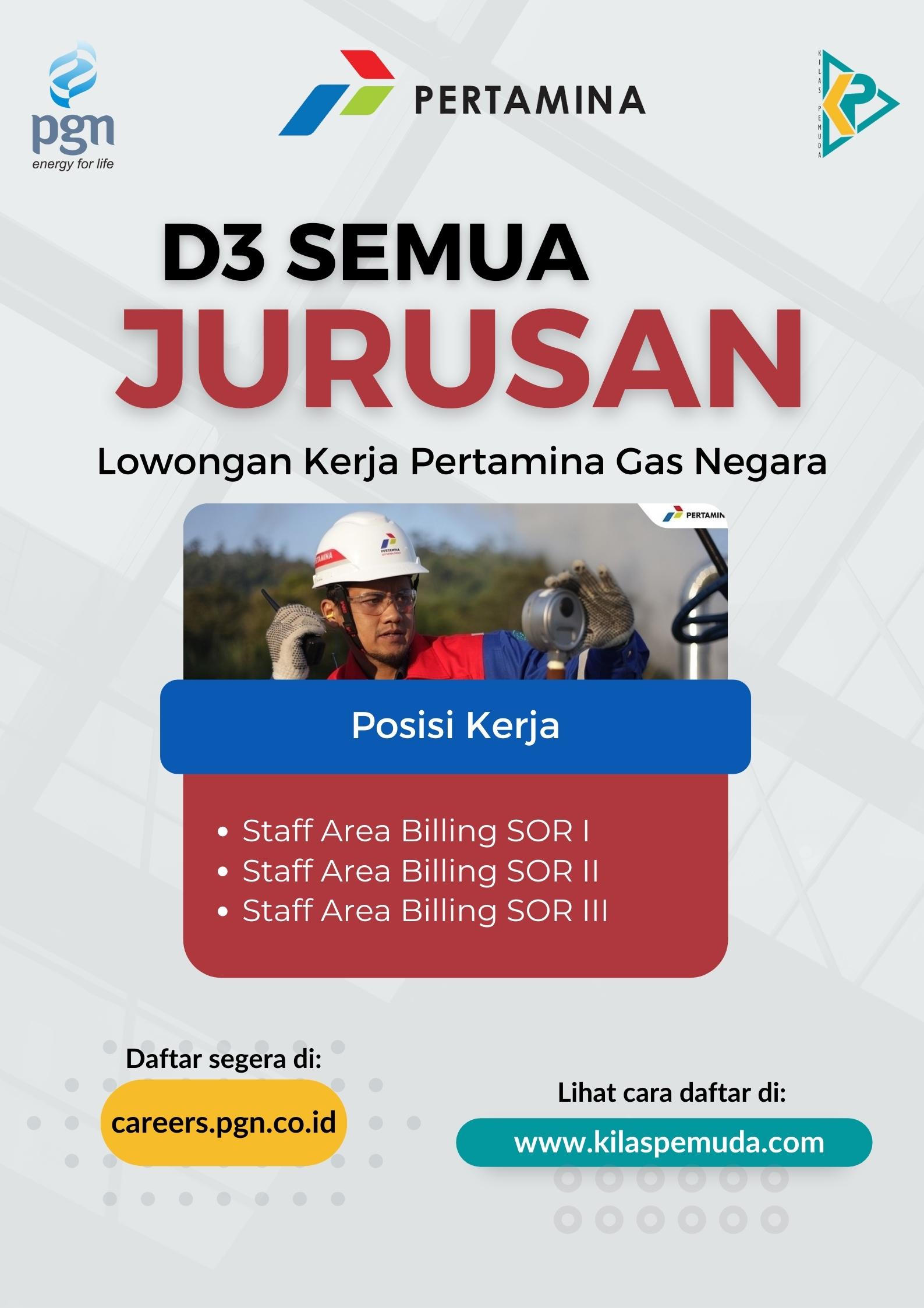 lowongan pgn D3 semua jurusan