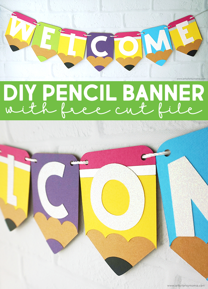 Free Colored Pencil Banner SVG Cut File
