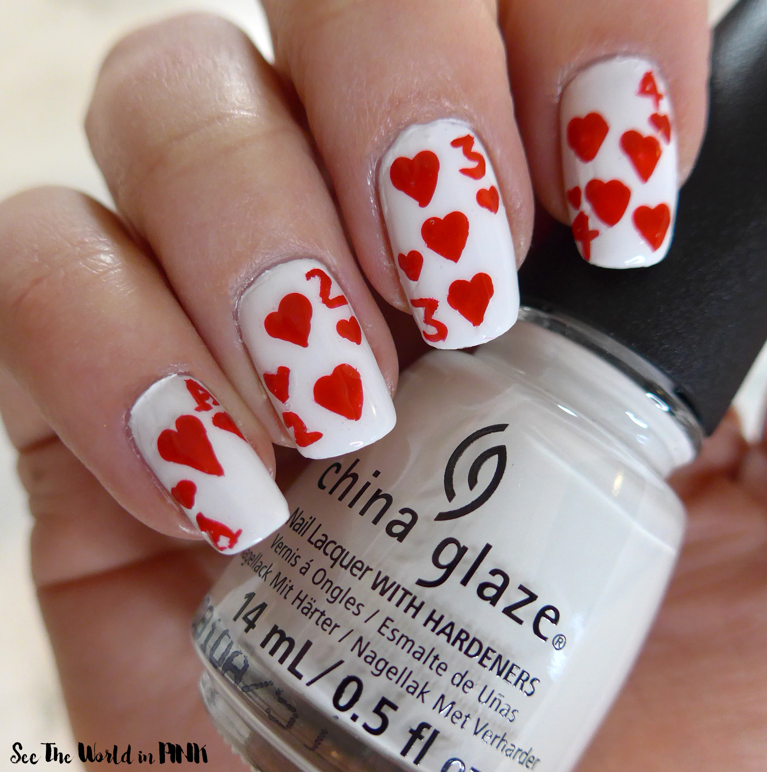 Manicure Monday - Playing Card Heart Nails
