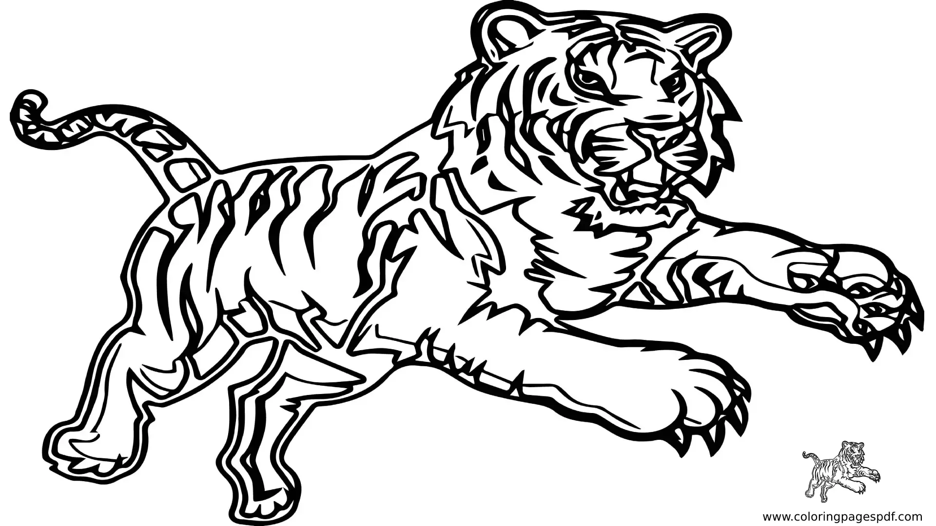 Coloring Pages Of A Tiger Attacking